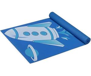 Gaiam Kids Yoga Mat Exercise Mat, Yoga for Kids with Fun Prints - Playtime for Babies, Active & Calm Toddlers and Young Children, Blue Rocket, 3mm