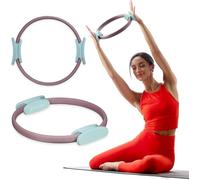 Gaiam Pilates Ring 15" Fitness Circle - Lightweight & Durable Foam Padded Handles | Flexible Resistance Exercise Equipment for Toning Arms, Thighs/Legs & Core, Dusty Pink/Seafoam