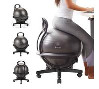 gaiam Ultimate Balance Ball Chair, Swivel Base, Home & Office | 52cm Anti-Burst Ball | Ergonomic Core Support | Swivel Caster Base | 5'-5'11" Users | Pump Included