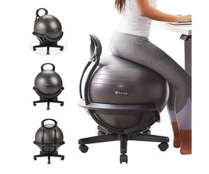 Gaiam Ultimate Balance Ball Chair with Swivel Base - Premium Exercise Stability Yoga Ball Ergonomic Chair for Home and Office Desk - Air Pump, Exercise Guide