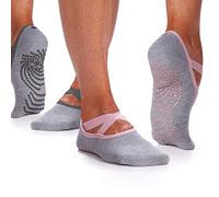 Gaiam Yoga Barre Socks | 2 Pack | Non Slip Sticky Toe Grip Accessories for Women & Men | Pure Barre, Yoga, Pilates, Dance | One Size Fits Most, Folkstone