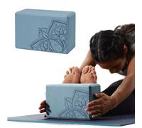 Gaiam Yoga Block - Supportive Latex-Free EVA Foam Soft Non-Slip Surface for Yoga, Pilates, Meditation (Blue Shadow Point)