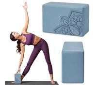 Gaiam Yoga Block - Supportive Latex-Free EVA Foam Soft Non-Slip Surface for Yoga, Pilates, Meditation (Blue Shadow Point)