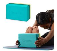 Gaiam Yoga Block - Supportive Latex-Free EVA Foam Soft Non-Slip Surface for Yoga, Pilates, Meditation, Tri-Color Teal Tonal