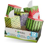 Gaias Premium Bamboo Facial Tissues, 12 boxes, 3 Ply, 80 Sheets/Box - Made From Bamboo, Zero Plastic Packaging, Eco-Friendly, Sustainable, Non-Lotion