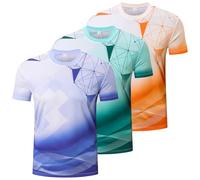 Gaiatiger 3 Pack Men's Running T Shirts Quick Dry Gym T Shirts Moisture Wicking Badminton Training Tops for Men-T5070-Green-Orange-Purple-L