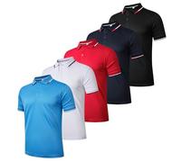 Gaiatiger 5 Pack Mens Polo Shirts Breathable Moisture Wicking Work Polo T Shirts Casual Tops Short Sleeve Golf Shirts Sports Tee,P8512-5,BlackWhiteNavyRedLightBlue,3XL