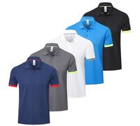 Gaiatiger 5 Pack Mens Polo Shirts Multipack Short Sleeve Breathable Golf Polo Collar Buttoned Mens Tops Gym Sport T Shirts (P8000 Blue XL)