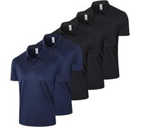 Gaiatiger 5 Pack Polo Shirts for Men Quick Dry Performance Golf Short Sleeve Breathable Sports Tee Top Workout Polo T Shirts(P531)-3Black2Navy-XL