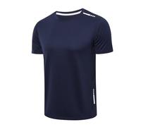 Gaiatiger Gym Shirts Men Short Sleeve Sport T-Shirts Quick Drying Breathable Training Marathon Athletic Base Layers Tops, T530-Navy-2XL