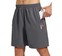 Gaiatiger Men’s Running Gym Shorts Sports Athletic Workout Training Shorts Mens Quick Dry Breathable Summer Lightweight with Zip Pockets（D3030-Dark Gray-M）