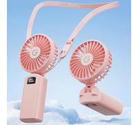 gaiatop 4000mAh Handheld Mini Fan, 7110RPM High Speed Portable Personal Fan, 3 Gears Strong Wind, LED Display, USB Rechargeable Battery Operated, Gift for Women, Makeup, Travel Outdoor, Pink