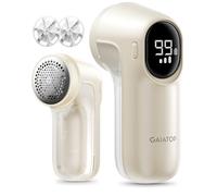 Gaiatop Fabric Shaver Rechargeable, Electric Lint Remover Shaver with LED Display, 3-Speed, 6 Leaf Blade, Sweater Depiller for Clothes, Furniture, Couch, Fuzz, Beige