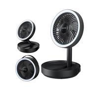 gaiatop Foldable Small Desk Fan, 6000mAh Battery Portable Desktop Fan, with LED Night Light, USB Rechargeable, Bedroom Office Camping Travel Essentials, Summer Gifts for Women Men Teens, 6.8in Black