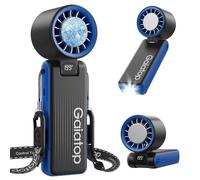 gaiatop Portable Fan Handheld with Ice Cooler, 6000mAh 32H Portable Handheld Turbo Fan, 199 Speeds Personal Hand Held Fans Rechargeable, Mini Desk Fans LED Light, Makeup Travel Essentials, Blue