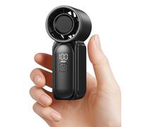 gaiatop Portable Handheld Mini Fan, 6 Speeds 16900 RPM High Velocity Personal Summer Essential with LED Display, USB Rechargeable, with Lanyard for Makeup, Travel, Outdoor, Gift for Women Girl, Black