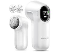 Gaiatop Rechargeable Fabric Shaver, 3-Speeds Electric Lint Remover Shaver with LED Display, 6 Leaf Blade, Sweater Depiller for Clothes, Furniture, Couch, Pills, Fuzz, Balls, White
