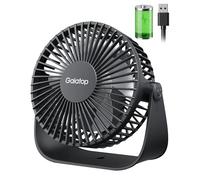 gaiatop Small USB Desk Fan, 3-10H Runtime Rechargeable Desktop Fan, 3 Speeds, 360° Rotatable, 1.5M Cable Usb Fan Silent Powerful Portable Mini Fan for Bedroom Office School Home Outdoor, Black