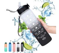 Gaiayhc Sports 1L Motivational Water Bottle with Time Marker and Straw 30oz