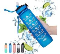 Gaiayhc Sports 1L Motivational Water Bottle with Time Marker and Straw, 30oz Leakproof Design for Hiking, Gym, Fitness, Outdoor, Cycling, School & Office
