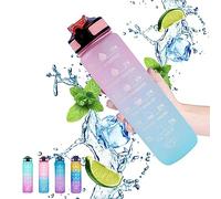 Gaiayhc Sports Water Bottle 1 L,Motivational Water Bottle with Time Marker and Straw,30oz Leakproof Design Water Bottle Sports,Hiking,Gym,Fitness,Outdoor,Cycling,School & Office，Gradient Blue Powder