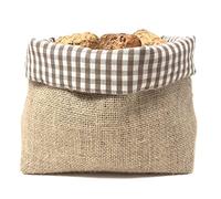 Gaidra Bread Basket Bread Basket in Jute Fabric and Cotton Qudretti - Design Bag Made with Handmade Quality in Natural Fibres - Hazelnut Beige, 20 x 20 x 10 cm