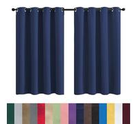GAIFNAG 100% Blackout Curtains Bedroom 120 x 100 cm Thermal Insulated Solid Eyelet Curtains, Facile da Installare Voile Curtain with Eyelet for Bedroom and Living Room, Navy Blue