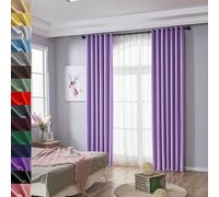 GAIFNAG Blackout Pencil Pleat Curtains 80 x 250 cm Drop Eyelet, Lightweight, Thermal Insulated Ring Top Eyelet Curtains for Bedroom, Kitchen, Nursery, Purple