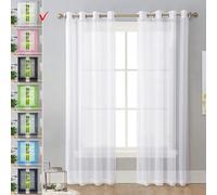 GAIFNAG Net Curtains for Window 150 x 145 cm Drop Eyelet, Lightweight, Thermal Insulated Crushed Velvet Thermal Insulated Curtains for Bedroom, Kitchen, Nursery, White