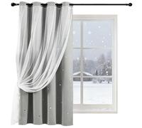 GAIFNAG Thermal Eyelet Curtains 100 x 160 cm with Coating Back Layer, Thermal Insulated Energy Efficiency Eyelet Curtains Blackout for Bedroom and Living Room, Grey