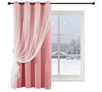 GAIFNAG Thermal Eyelet Curtains 80 x 100 cm with Coating Back Layer, Thermal Insulated Energy Efficiency Eyelet Curtains Blackout for Bedroom and Living Room, Pink