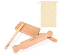 Gaiklia Gnocchi Board with Paddle - Authentic European Beechwood Garganelli Homemade Pasta Stripper - Complete with Penne Rolling Dowel Pin