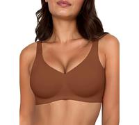 Gailife Smooth Wireless Jelly Bras for Women No Underwire Seamless Push Up Bra Full Coverage Soft Suppor Tshirt Bralettes, Brown, L