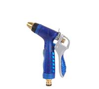 GAILY YOUTH Garden Hose Nozzle, One Piece Water Sprayer Nozzle with 4 Watering Patterns, Brass Sprayer for Watering Lawn, Washing Car, Cleaning House and Pets Shower（Blue