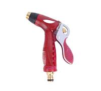 GAILY YOUTH Garden Hose Nozzle, One Piece Water Sprayer Nozzle with 4 Watering Patterns, Brass Sprayer for Watering Lawn, Washing Car, Cleaning House and Pets Shower（Red