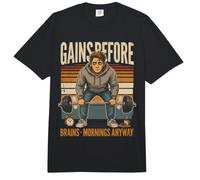 Gain Before Brains Mornings Anyway Weightlifting Comfort Colors Adult Heavyweight T-Shirt