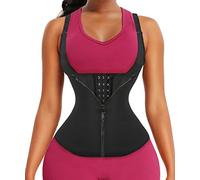 GainKee Clip and Zip Waist Trainer Corset Women Neoprene Worked Out Sweat Vest Body Shaper, Black, Large