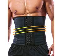GainKee Latex Men Waist Trainer Corsets With Steel Bone Sweat Sauna Suit For Fitness (Medium)