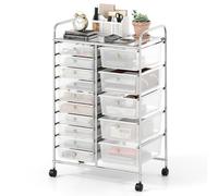 Gainoom 15-Drawer Clear Rolling Storage Cart Utility Cart W/ Lockable Wheels & Removable Drawers