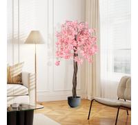 Gainoom 163Cm Tall Pink Artificial Cherry Blossom Tree Faux Flower Plant In Nursery Pot