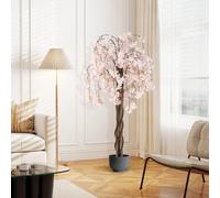 Gainoom 163Cm Tall White Artificial Cherry Blossom Tree Faux Flower Plant In Nursery Pot