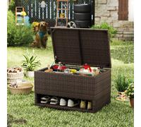 Gainoom 180L Mix Brown Deck Box Pe Rattan Storage Bin With Shoe Rack