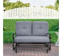 Gainoom 2 Seats Outdoor Grey Swing Glider Chair Patio Loveseat Glider