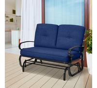 Gainoom 2 Seats Outdoor Navy Swing Glider Chair Patio Loveseat Glider