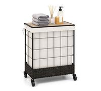 Gainoom 2 Section Laundry Hamper 110L Large Capacity Handwoven Rattan Laundry Basket