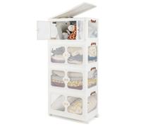 Gainoom 212L Storage Bins Stackable Storage Containers With Lid & Wheels-White