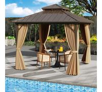 Gainoom 290X290Cm Outdoor Patio Hardtop Tent Coffee Gazebo Pergola W/netting