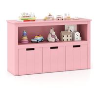 Gainoom 3-Drawer Pink Storage Cabinet Wood Kids Toy Storage Cube Shelves