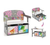 Gainoom 3-In-1 Children Table & Chair Set Toddlers Toy Storage & Reading Nook W/ 2 Removable Fabric Bins