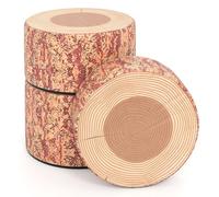 Gainoom 3-Piece Brown Tree Stump Stool Set Kids Floor Cushions Toddlers Round Stool Ottoman W/wood Printing Nature Decoration